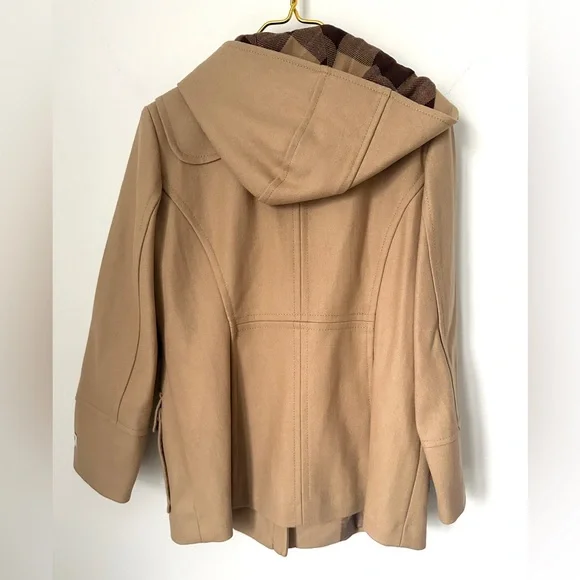 NWT St. John’s Bay Tan Wool Cashmere Blend Zip Toggle Jacket Coat Petite Large - Picture 3 of 8